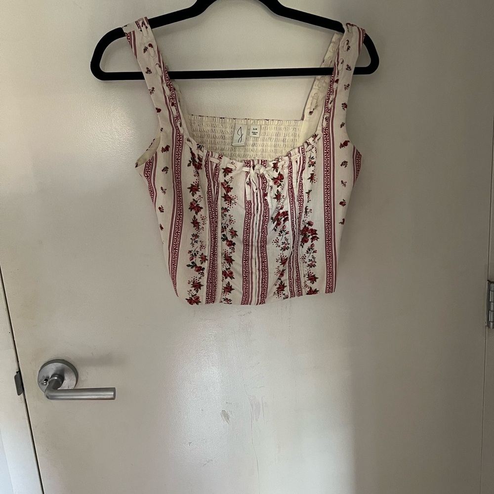 Joie Floral Stripe Tank Top - Cream and Red